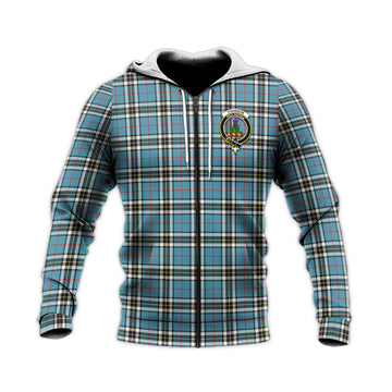 Thomson Tartan Knitted Hoodie with Family Crest