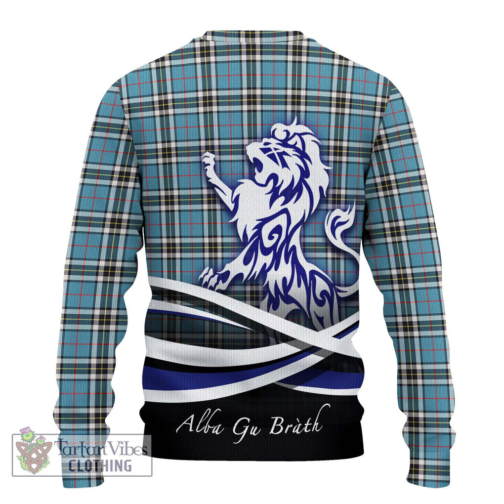 Thompson (Thomson) Tartan Knitted Sweater with Alba Gu Brath Regal Lion Emblem - Tartanvibesclothing Shop