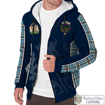 Thomson Tartan Sherpa Hoodie with Family Crest and Scottish Thistle Vibes Sport Style