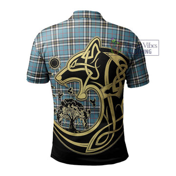 Thompson (Thomson) Tartan Polo Shirt with Family Crest Celtic Wolf Style