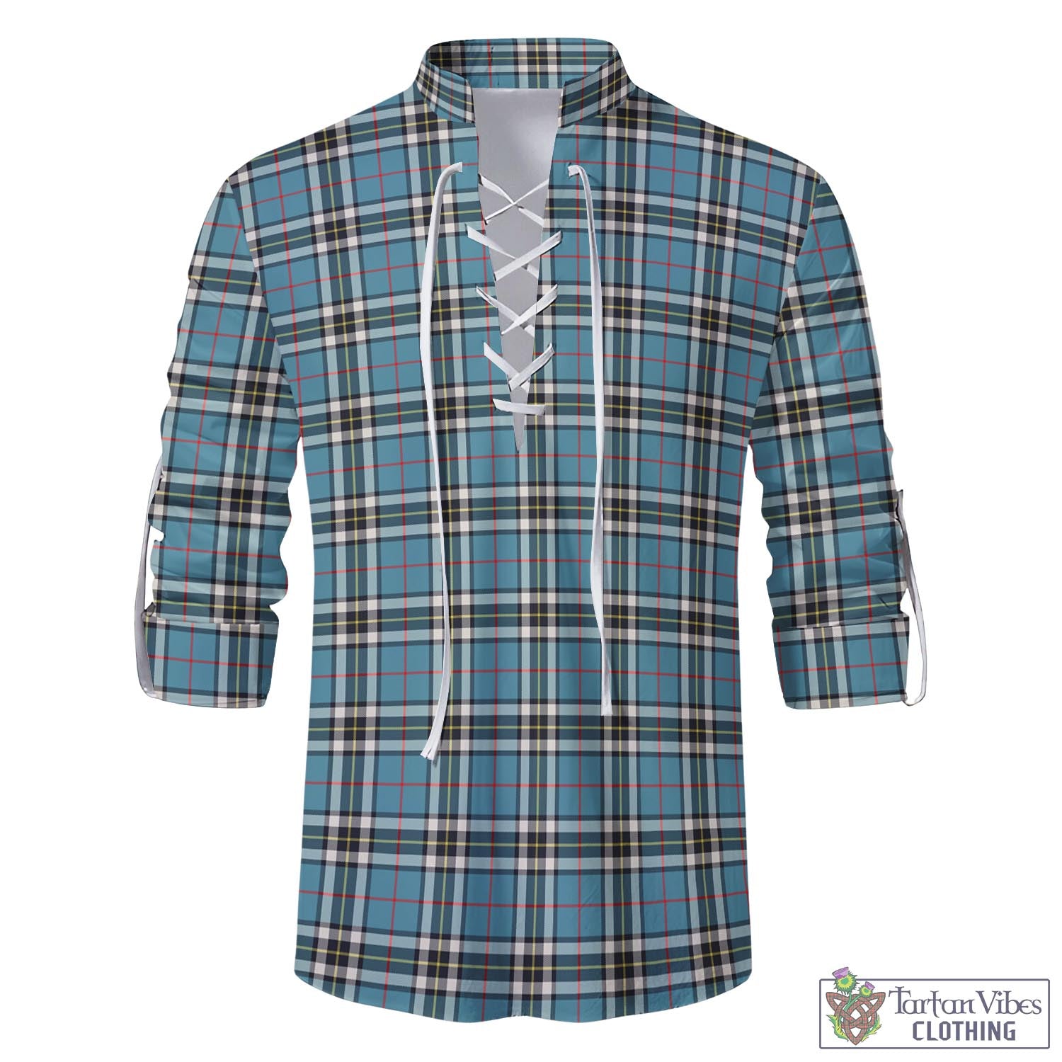 Thompson (Thomson) Tartan Men's Scottish Traditional Jacobite Ghillie Kilt Shirt - Tartan Vibes Clothing