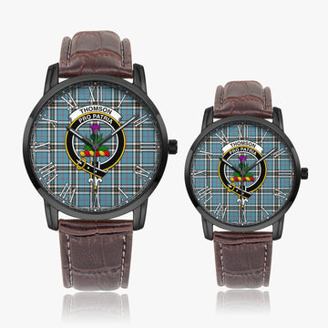 Thompson (Thomson) Tartan Family Crest Leather Strap Quartz Watch