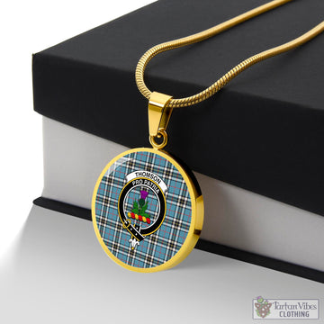 Thomson Tartan Circle Necklace with Family Crest