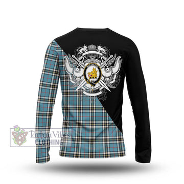 Thompson (Thomson) Tartan Long Sleeve T-Shirt with Family Crest and Military Logo Style - Tartanvibesclothing Shop