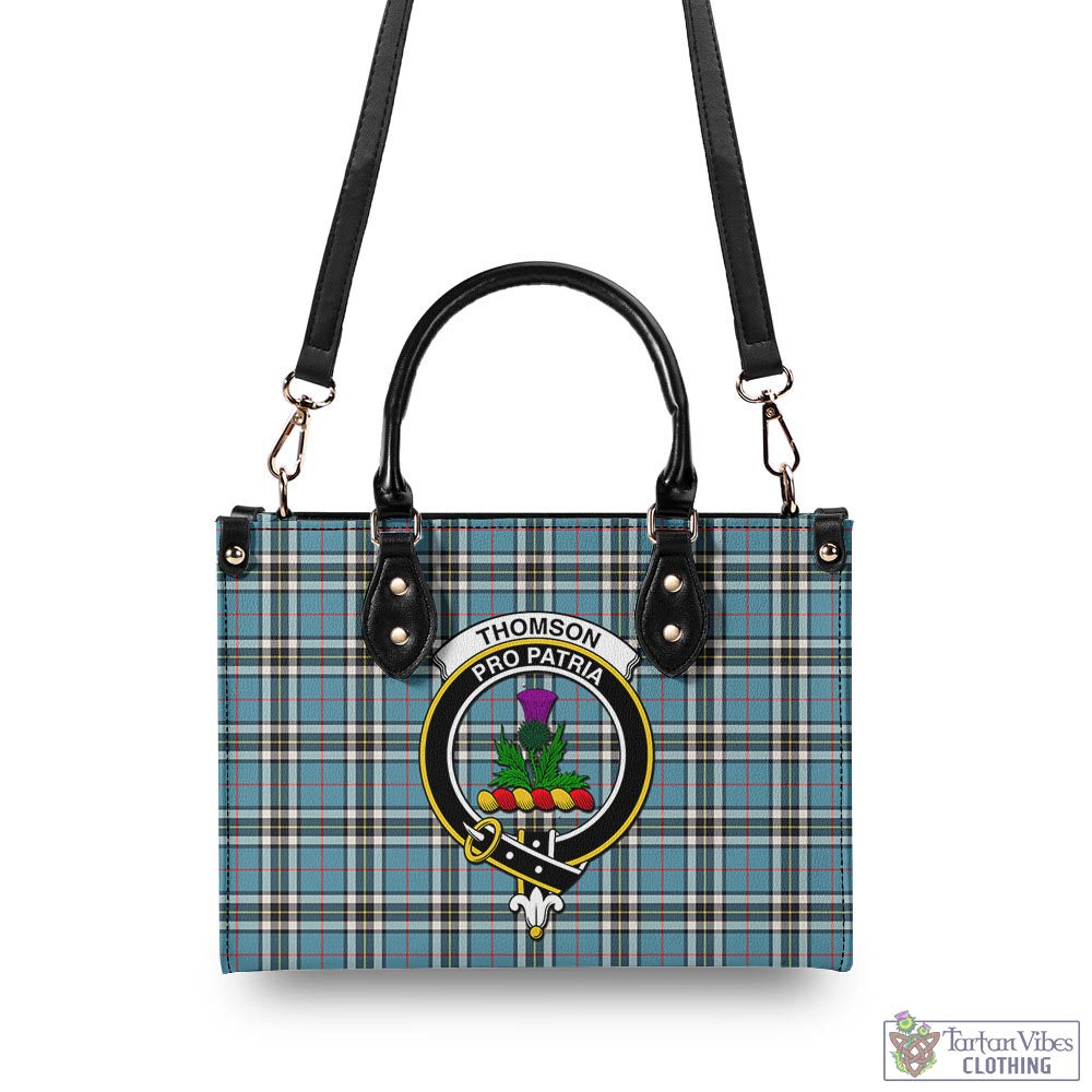Tartan Vibes Clothing Thomson Tartan Luxury Leather Handbags with Family Crest