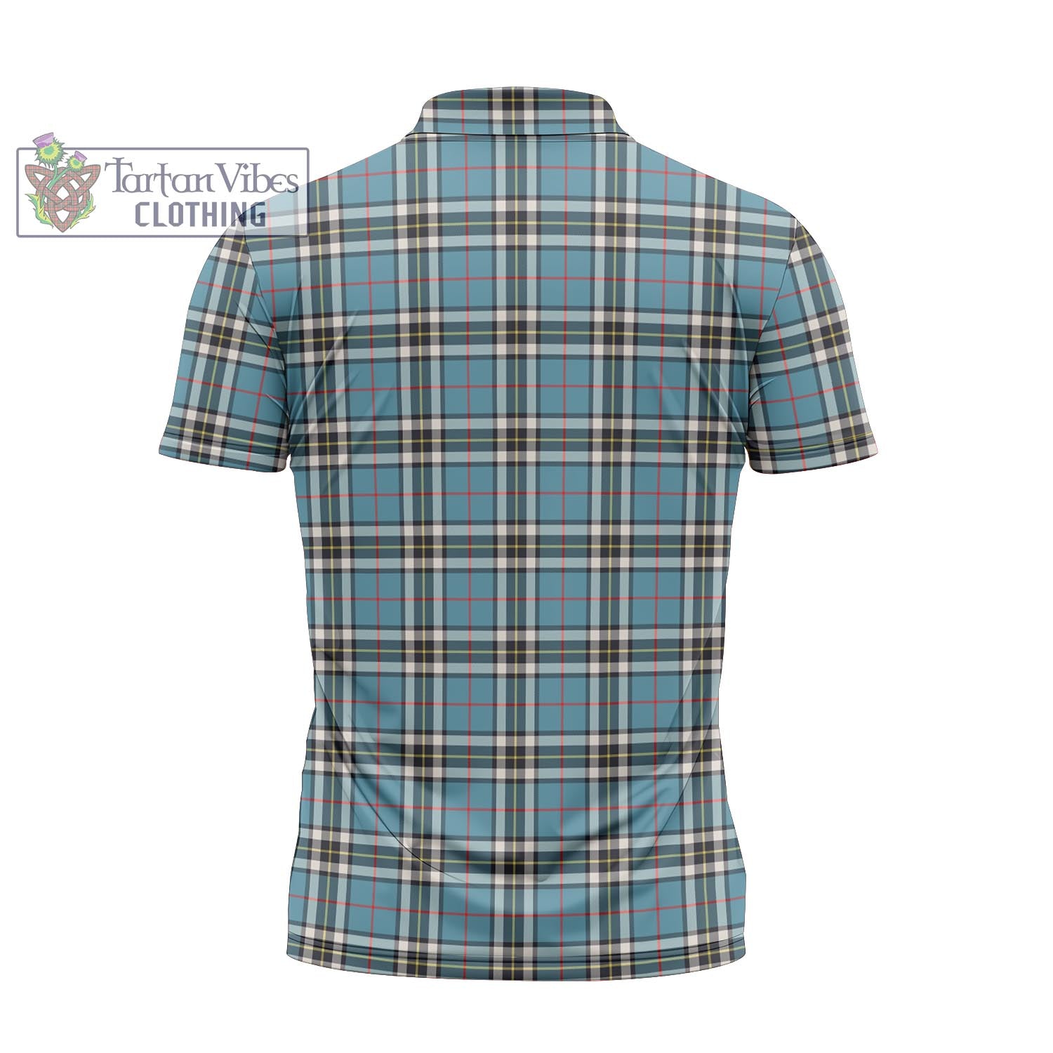 Tartan Vibes Clothing Thomson Tartan Zipper Polo Shirt with Family Crest