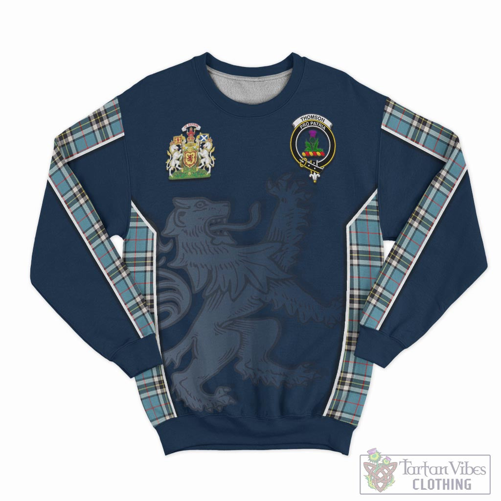 Tartan Vibes Clothing Thomson Tartan Sweater with Family Crest and Lion Rampant Vibes Sport Style