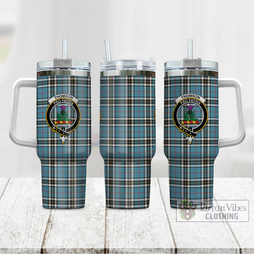 Tartan Vibes Clothing Thomson Tartan and Family Crest Tumbler with Handle