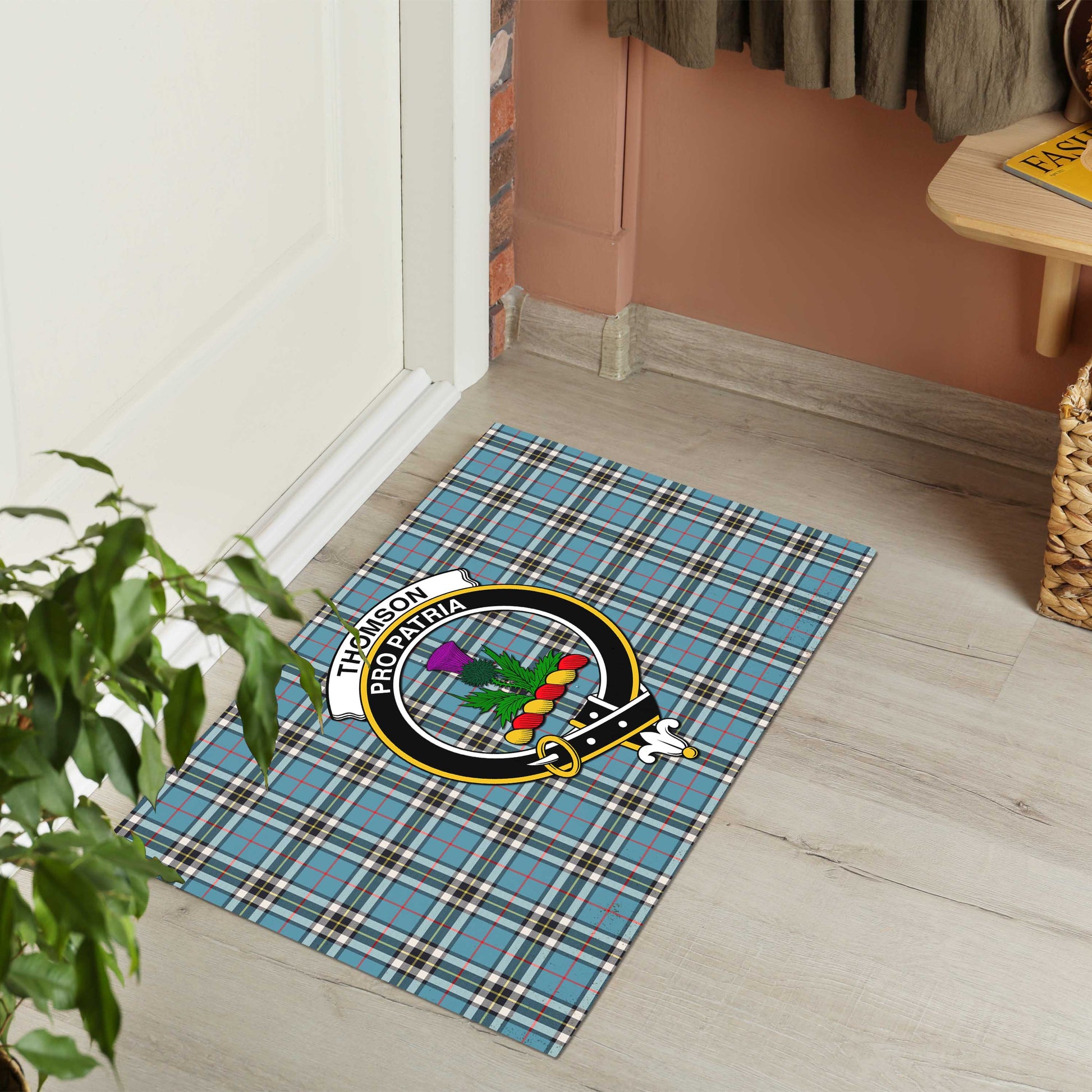 Thomson Tartan Door Mat with Family Crest - Tartanvibesclothing Shop