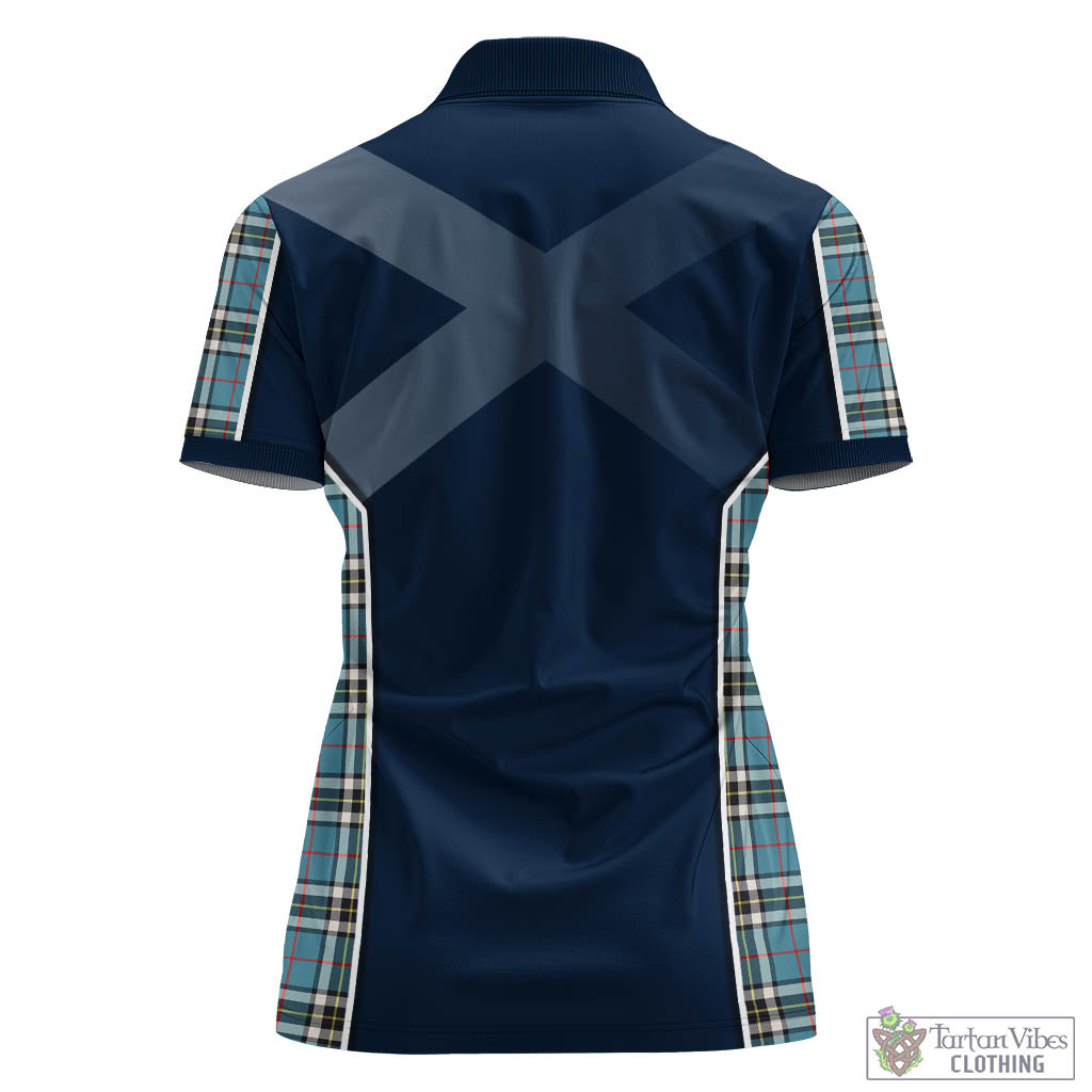Tartan Vibes Clothing Thomson Tartan Women's Polo Shirt with Family Crest and Lion Rampant Vibes Sport Style