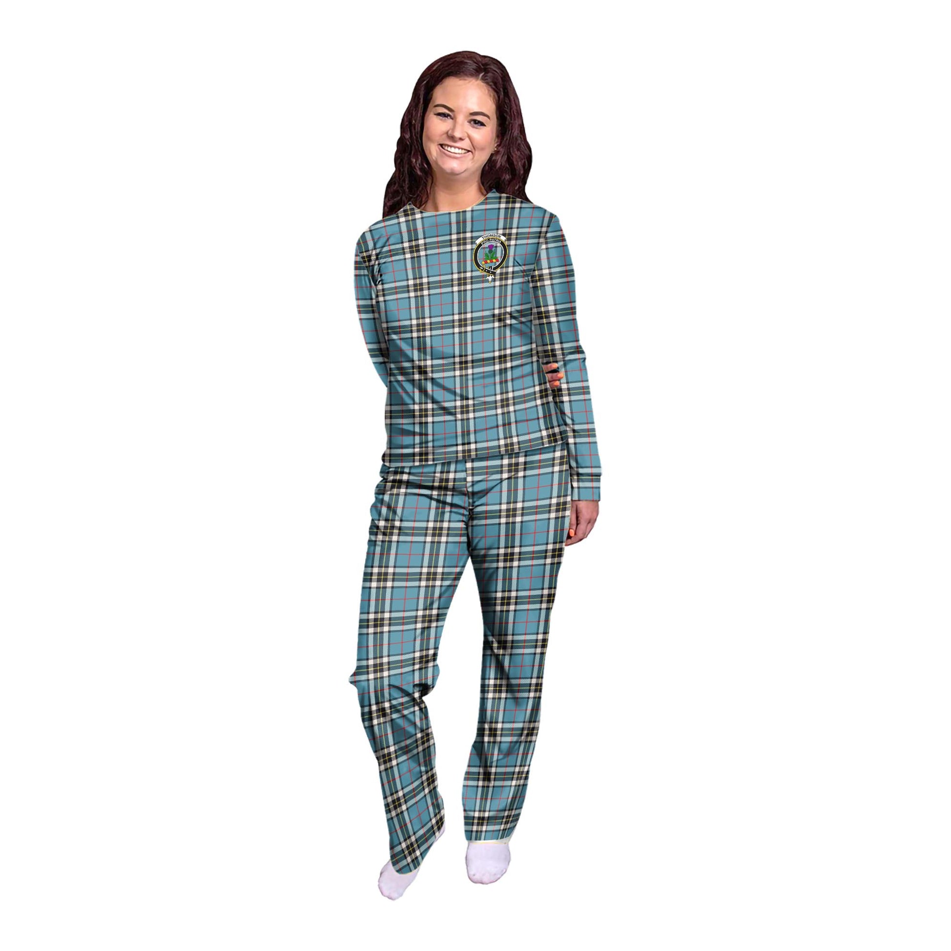 Thomson Tartan Pajamas Family Set with Family Crest - Tartanvibesclothing