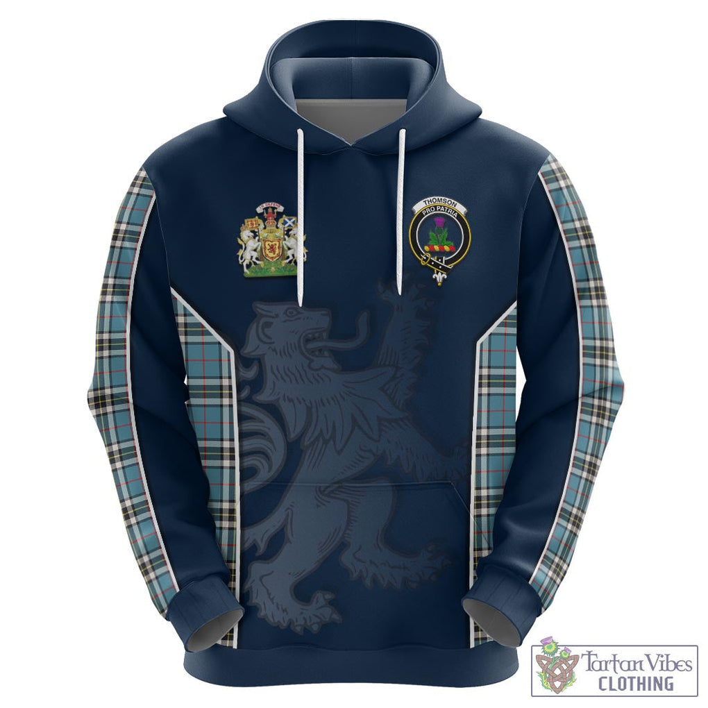 Tartan Vibes Clothing Thomson Tartan Hoodie with Family Crest and Lion Rampant Vibes Sport Style