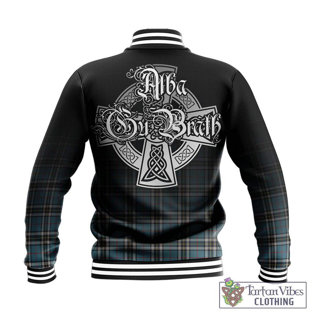 Tartan Vibes Clothing Thomson Tartan Baseball Jacket Featuring Alba Gu Brath Family Crest Celtic Inspired