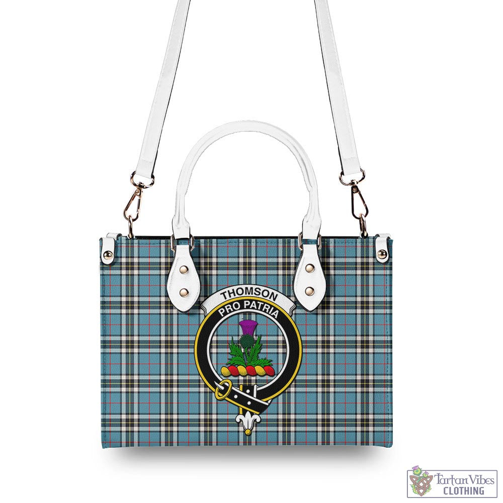 Tartan Vibes Clothing Thomson Tartan Luxury Leather Handbags with Family Crest