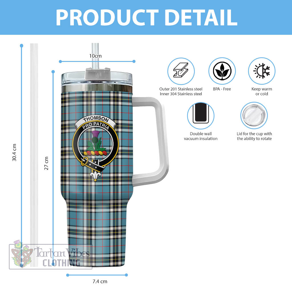 Tartan Vibes Clothing Thomson Tartan and Family Crest Tumbler with Handle