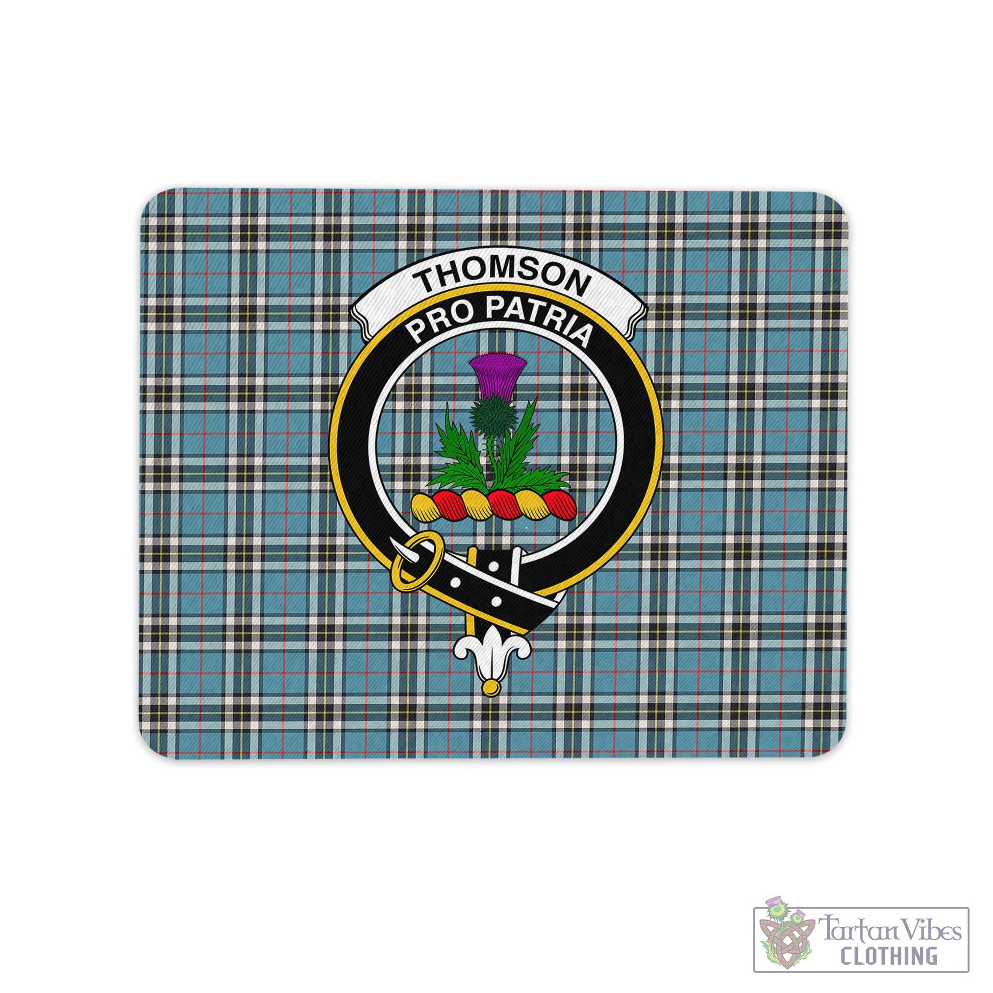 Tartan Vibes Clothing Thomson Tartan Mouse Pad with Family Crest