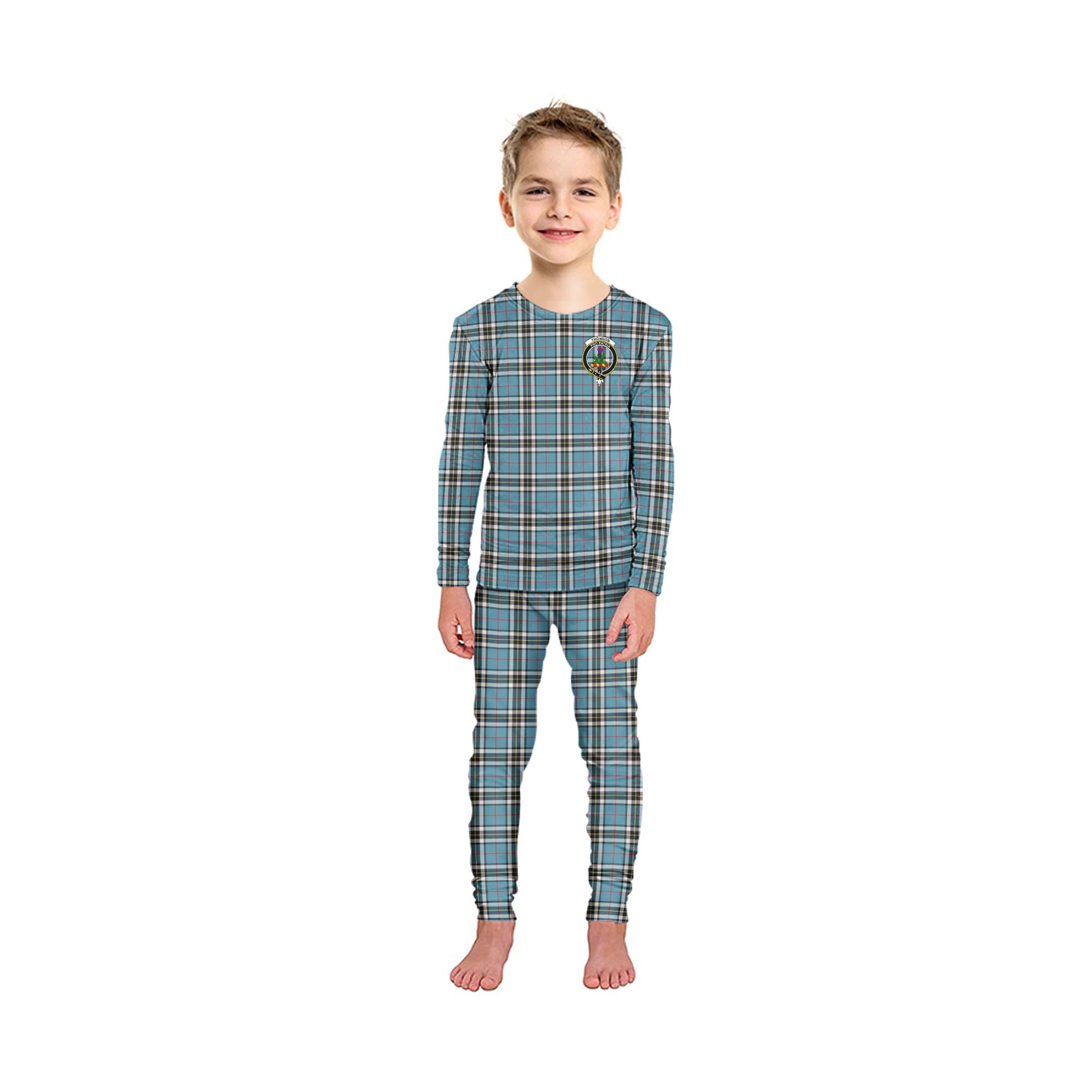 Thomson Tartan Pajamas Family Set with Family Crest - Tartanvibesclothing