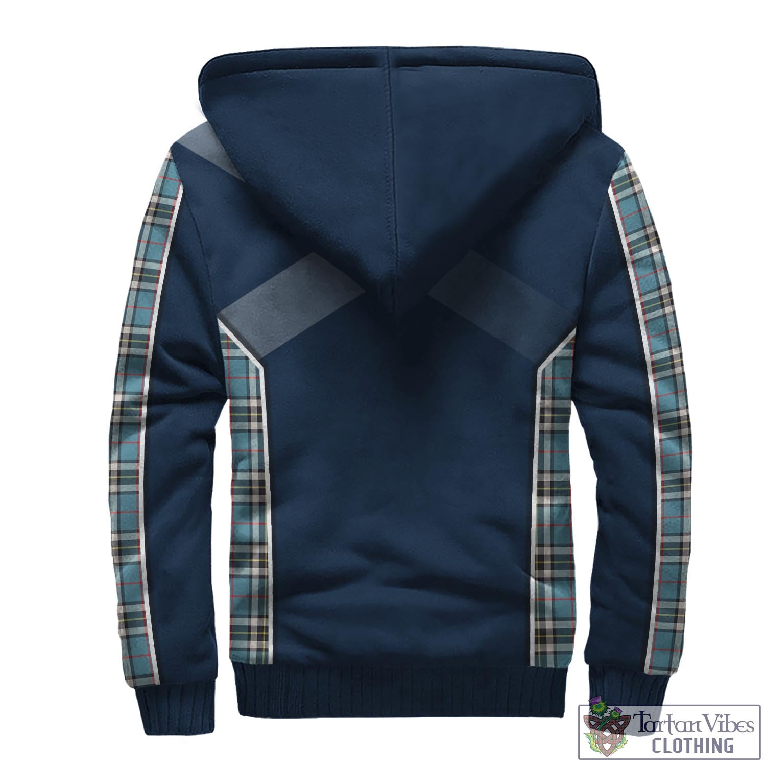 Tartan Vibes Clothing Thomson Tartan Sherpa Hoodie with Family Crest and Scottish Thistle Vibes Sport Style