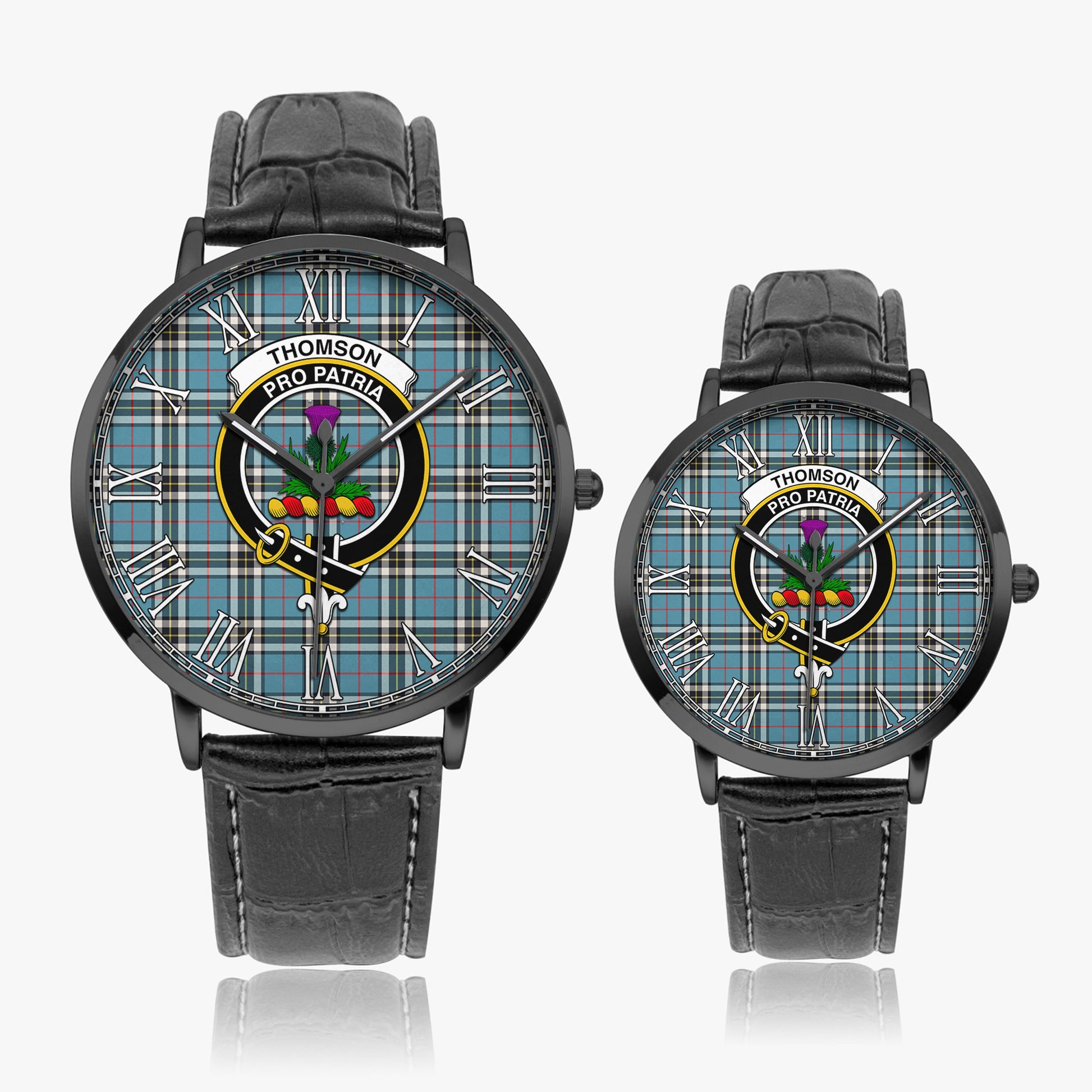 Thomson Tartan Family Crest Leather Strap Quartz Watch - Tartanvibesclothing