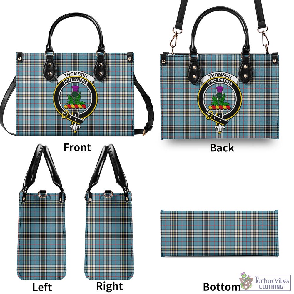 Tartan Vibes Clothing Thomson Tartan Luxury Leather Handbags with Family Crest