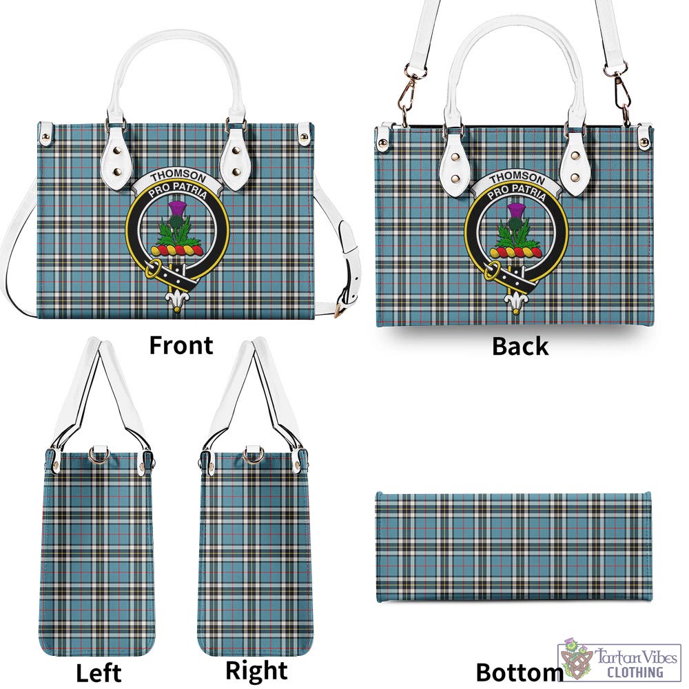 Tartan Vibes Clothing Thomson Tartan Luxury Leather Handbags with Family Crest