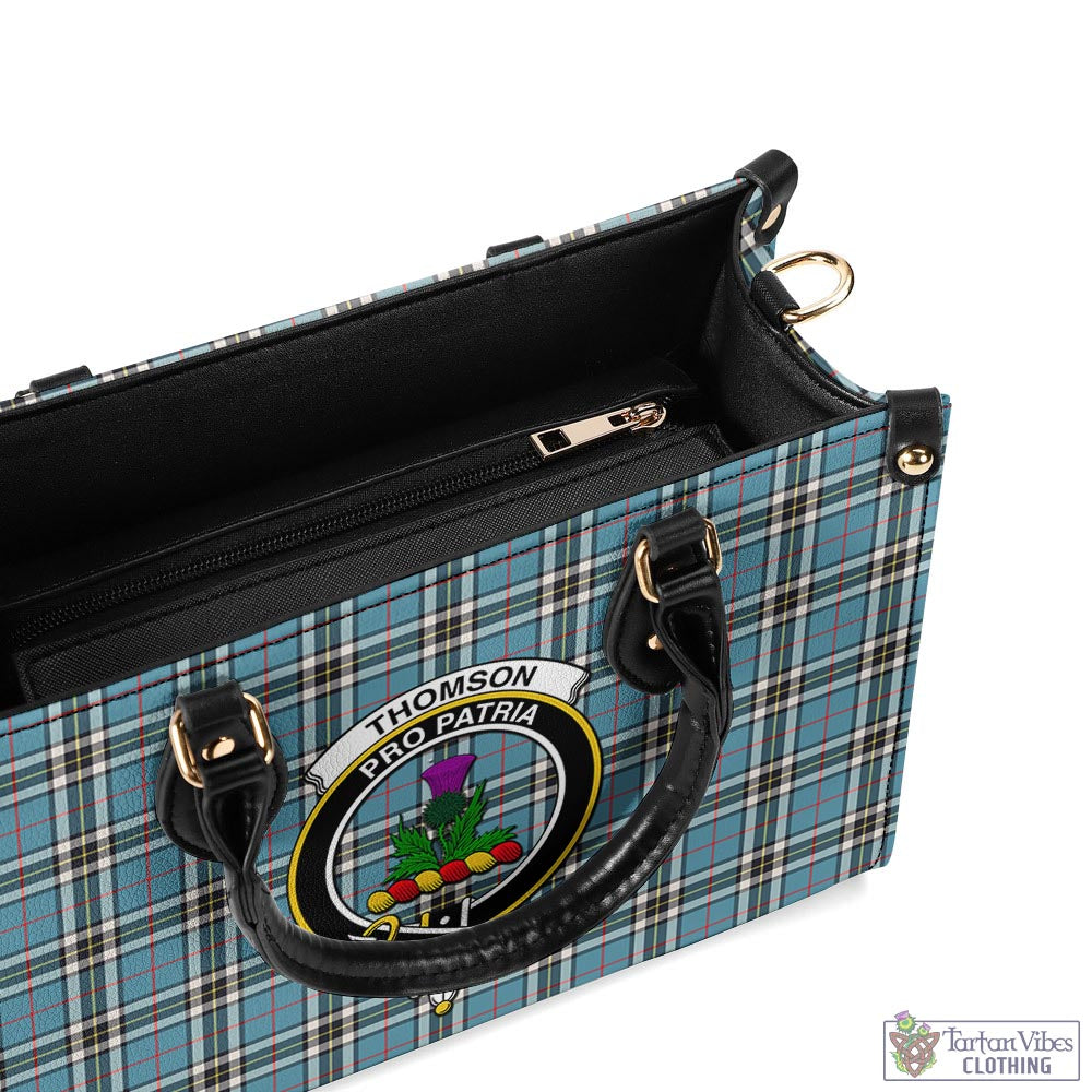 Tartan Vibes Clothing Thomson Tartan Luxury Leather Handbags with Family Crest