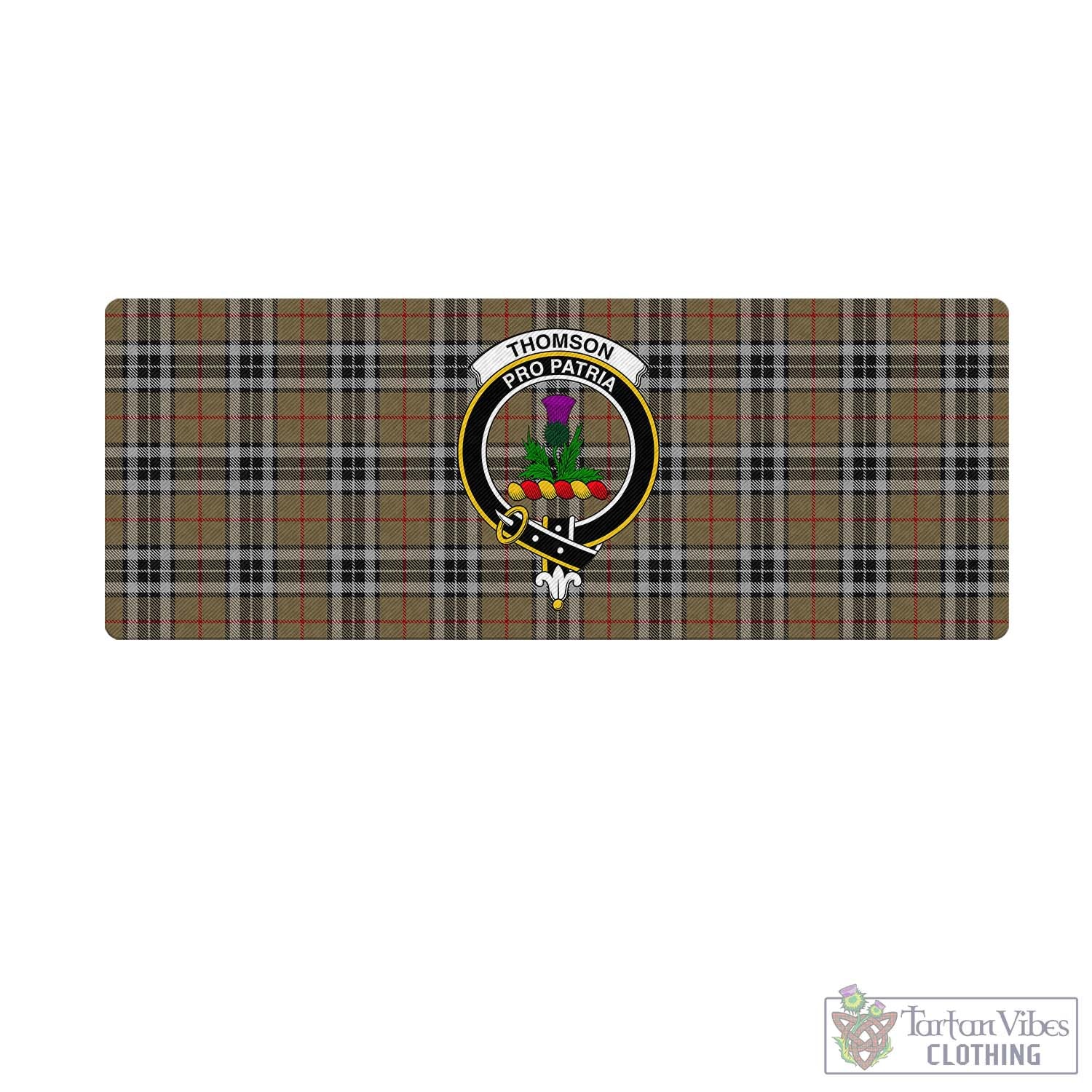 Tartan Vibes Clothing Thomson Camel Tartan Mouse Pad with Family Crest