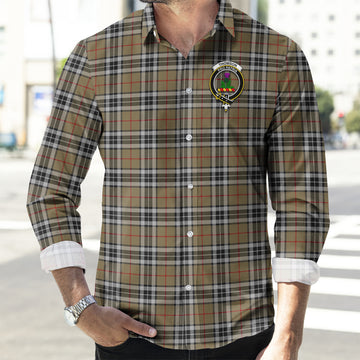Thomson Camel Tartan Long Sleeve Button Up Shirt with Family Crest