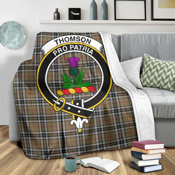 Thomson Camel Tartan Blanket with Family Crest
