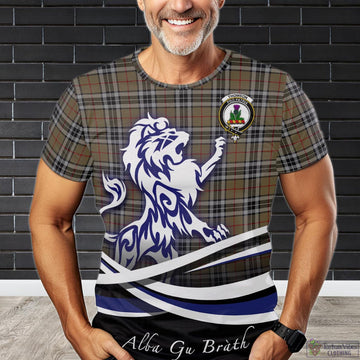Thomson Camel Tartan T-Shirt with Alba Gu Brath Regal Lion Emblem