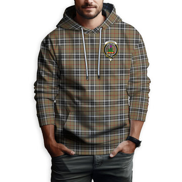 Thomson Camel Tartan Hoodie with Family Crest