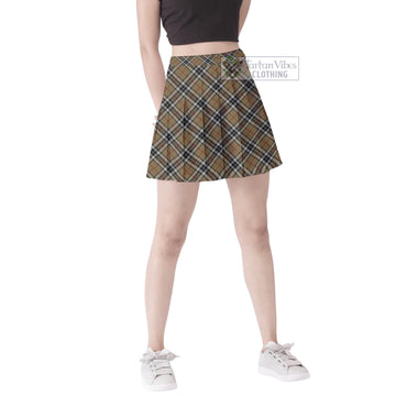 Thomson Camel Tartan Women's Plated Mini Skirt