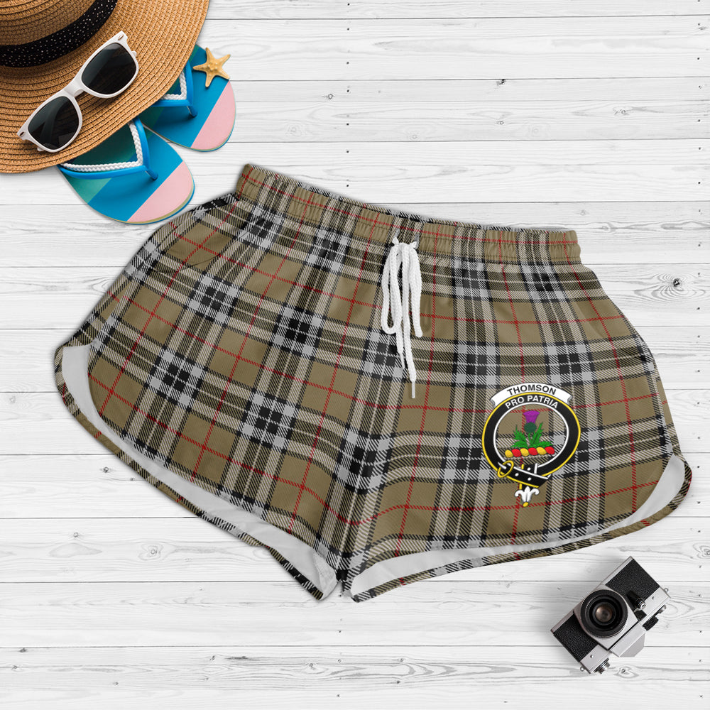 thomson-camel-tartan-womens-shorts-with-family-crest