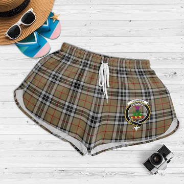 Thomson Camel Tartan Womens Shorts with Family Crest
