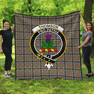 Thomson Camel Tartan Quilt with Family Crest