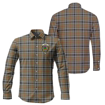 Thomson Camel Tartan Long Sleeve Button Up Shirt with Family Crest
