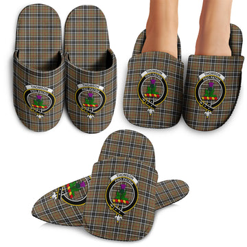 Thomson Camel Tartan Home Slippers with Family Crest
