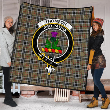 Thomson Camel Tartan Quilt with Family Crest