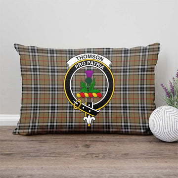 Thomson Camel Tartan Pillow Cover with Family Crest