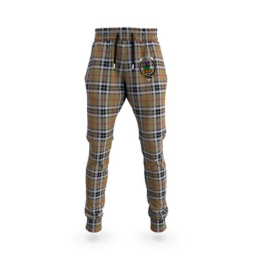 Thomson Camel Tartan Joggers Pants with Family Crest