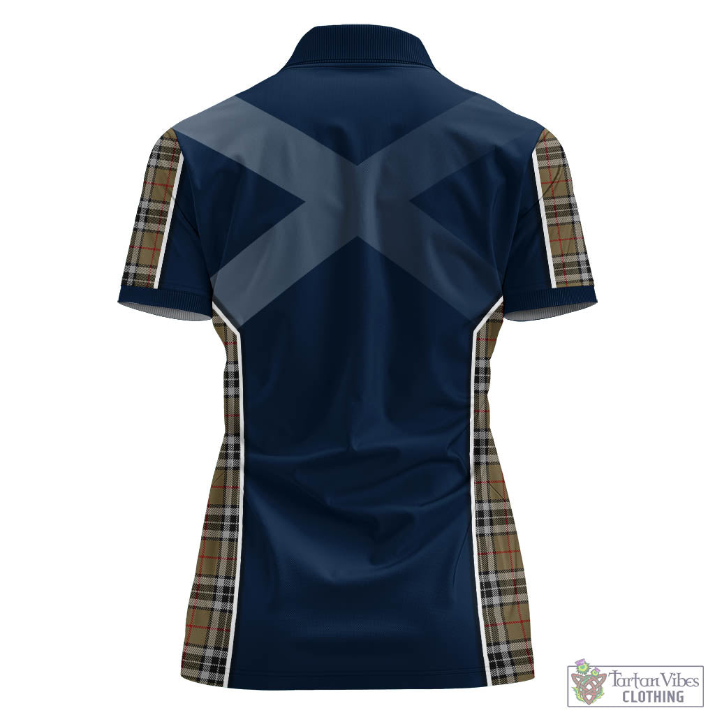 Tartan Vibes Clothing Thomson Camel Tartan Women's Polo Shirt with Family Crest and Lion Rampant Vibes Sport Style