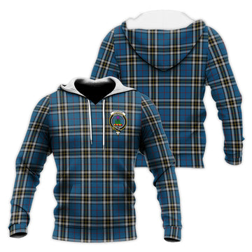 Thomson Dress Blue Tartan Knitted Hoodie with Family Crest