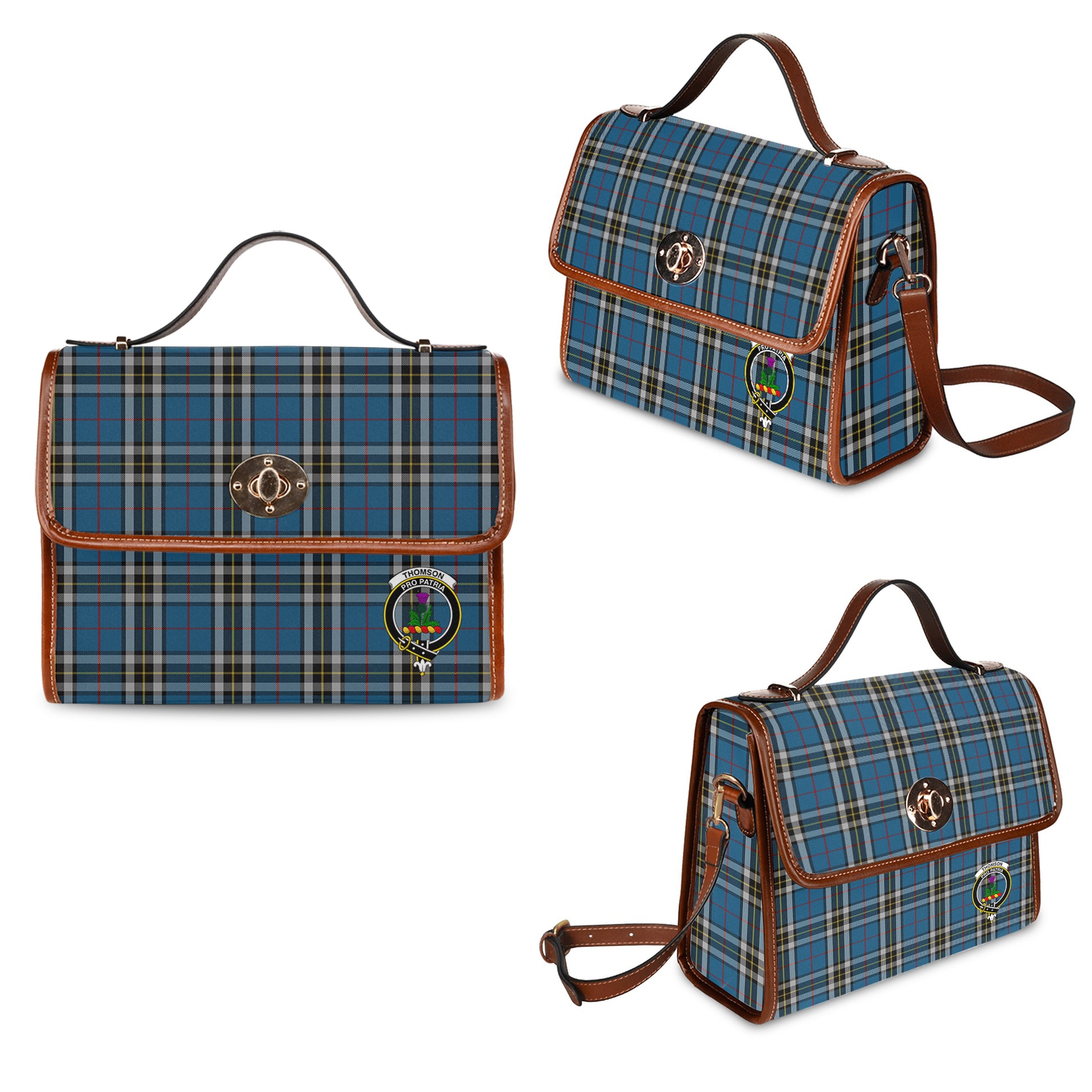 thomson-dress-blue-tartan-leather-strap-waterproof-canvas-bag-with-family-crest