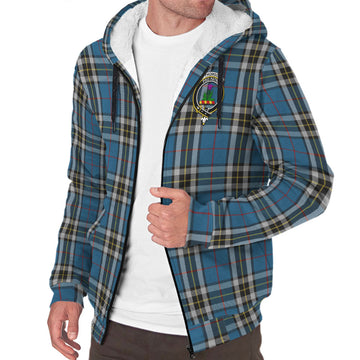 Thomson Dress Blue Tartan Sherpa Hoodie with Family Crest