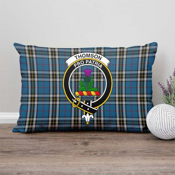 Thomson Dress Blue Tartan Pillow Cover with Family Crest