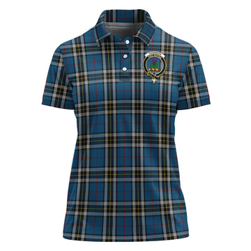 thomson-dress-blue-tartan-polo-shirt-with-family-crest-for-women