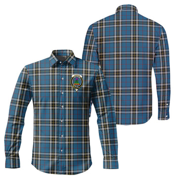 Thomson Dress Blue Tartan Long Sleeve Button Up Shirt with Family Crest