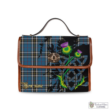 Thomson Dress Blue Tartan Waterproof Canvas Bag with Scotland Map and Thistle Celtic Accents