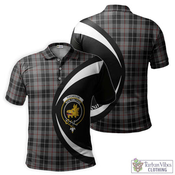 Thomson Grey Tartan Men's Polo Shirt with Family Crest Circle Style Kid - Tartan Vibes Clothing
