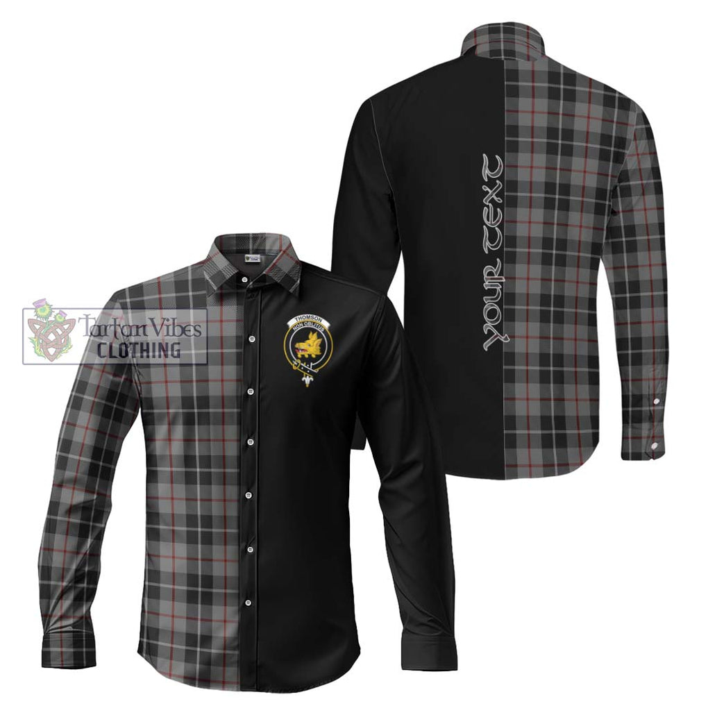 Thomson Grey Tartan Long Sleeve Button Shirt with Family Crest and Half Of Me Style Men's Shirt S - Tartanvibesclothing Shop
